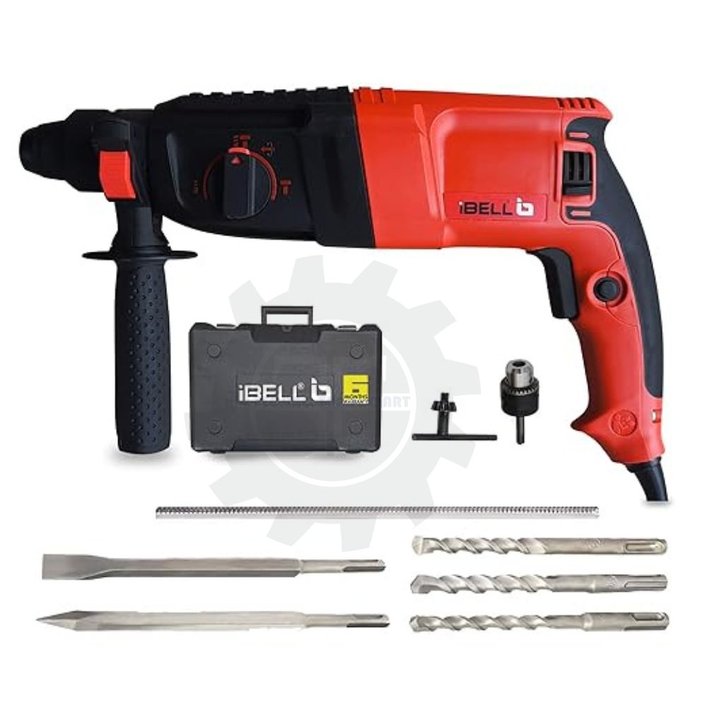 IBELL Rotary Hammer Drill RH26-24  800W  Copper Armature  SDS Plus Chuck 26mm  900RPM  Impact Energy 3J Impact Rate 4000 per min 3 Mode Selector with Forward and Reverse Switch